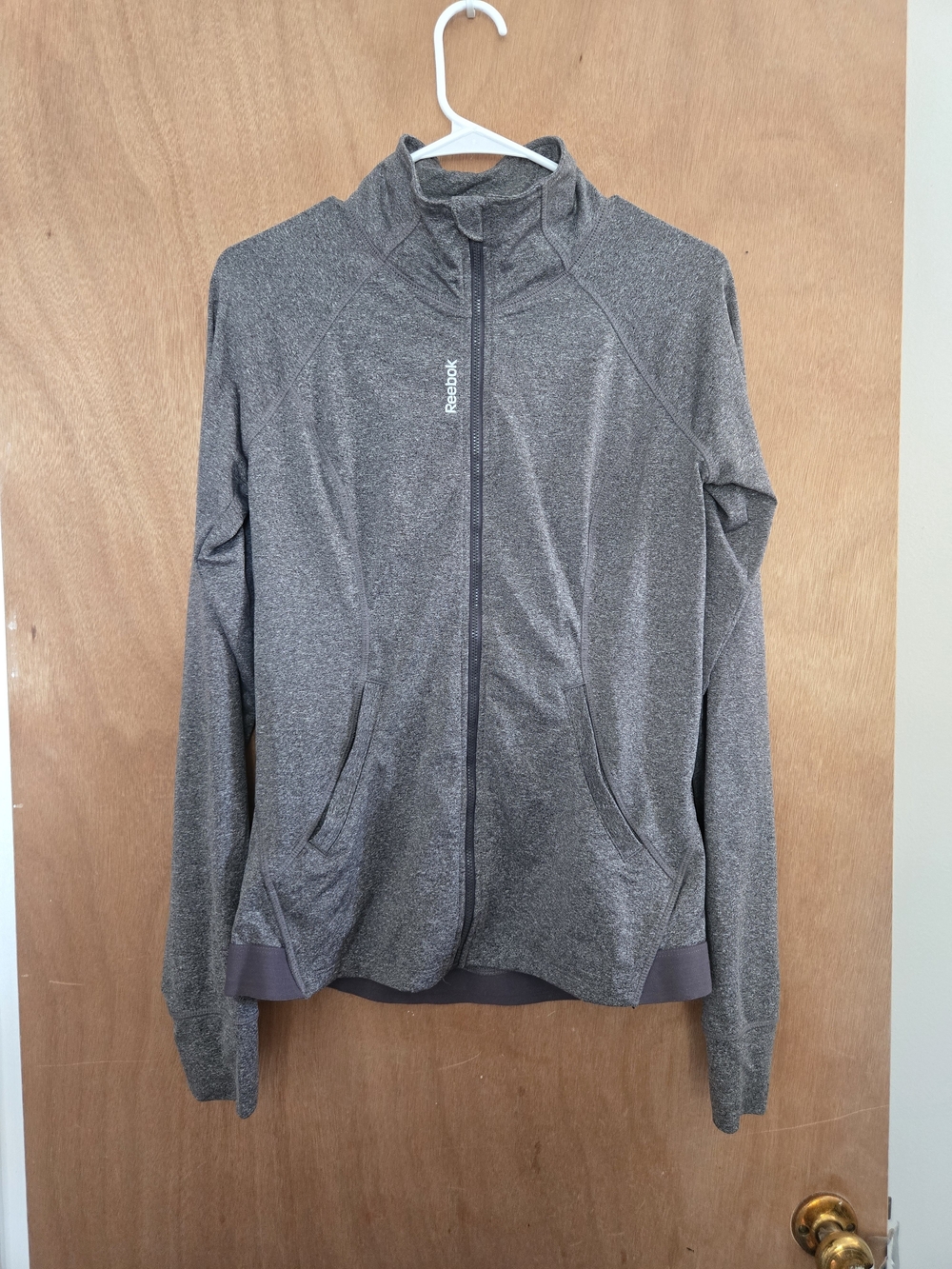 Reebok Gray Full-Zip Athletic Track Jacket